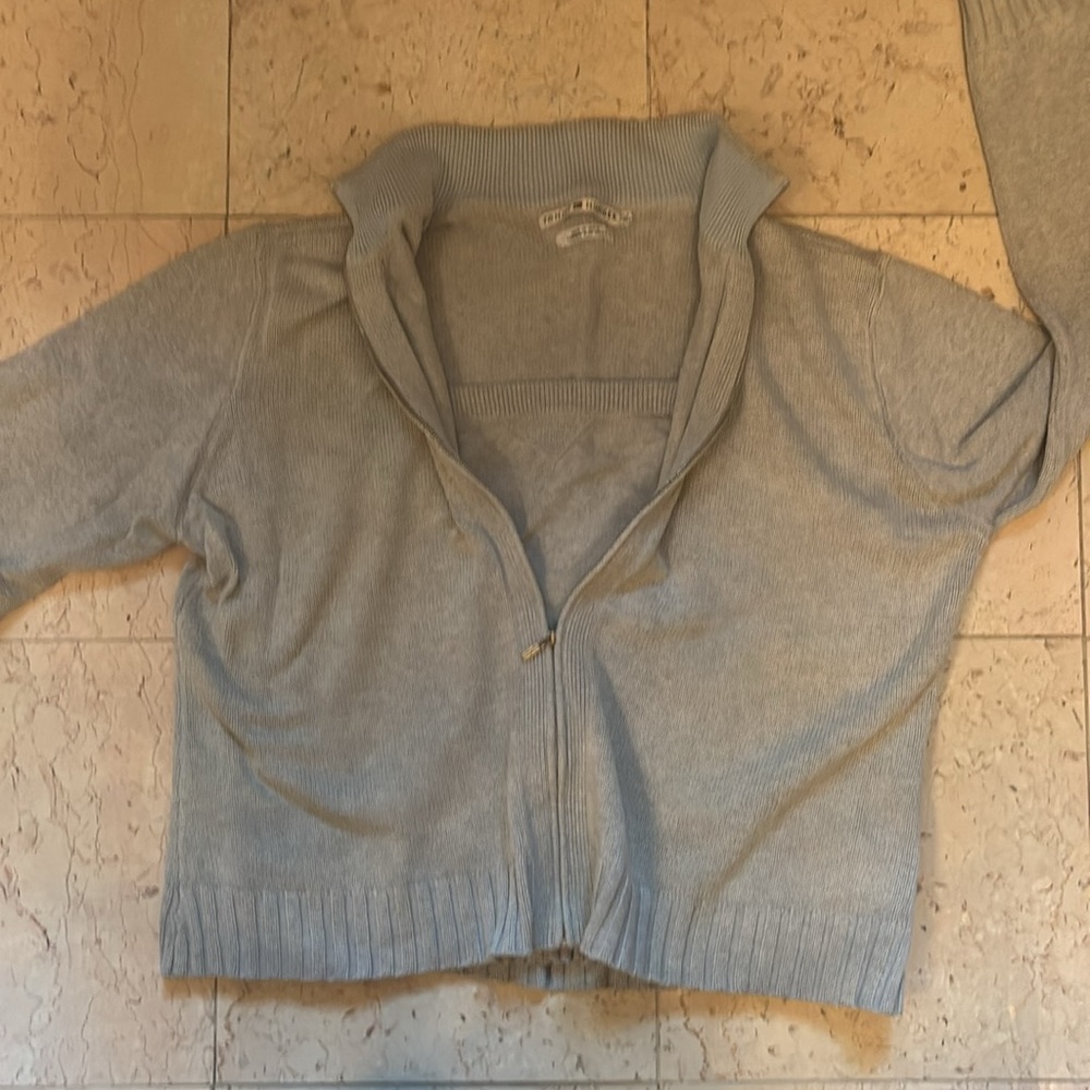 Cotton strap top & sweater.  Lt gray & lt blue.  Worn just a few times